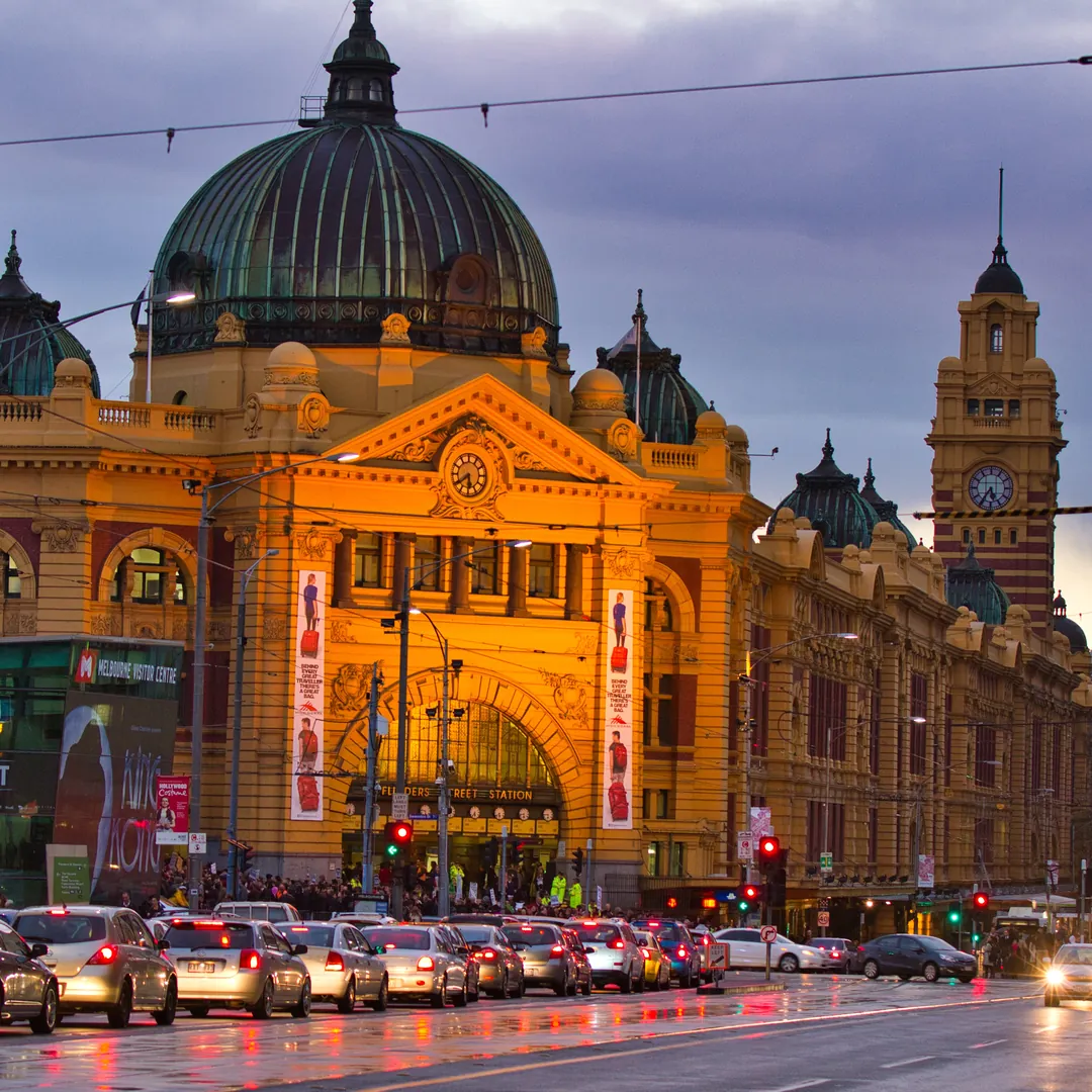 Flinders Street Station at dusk, Melbourne